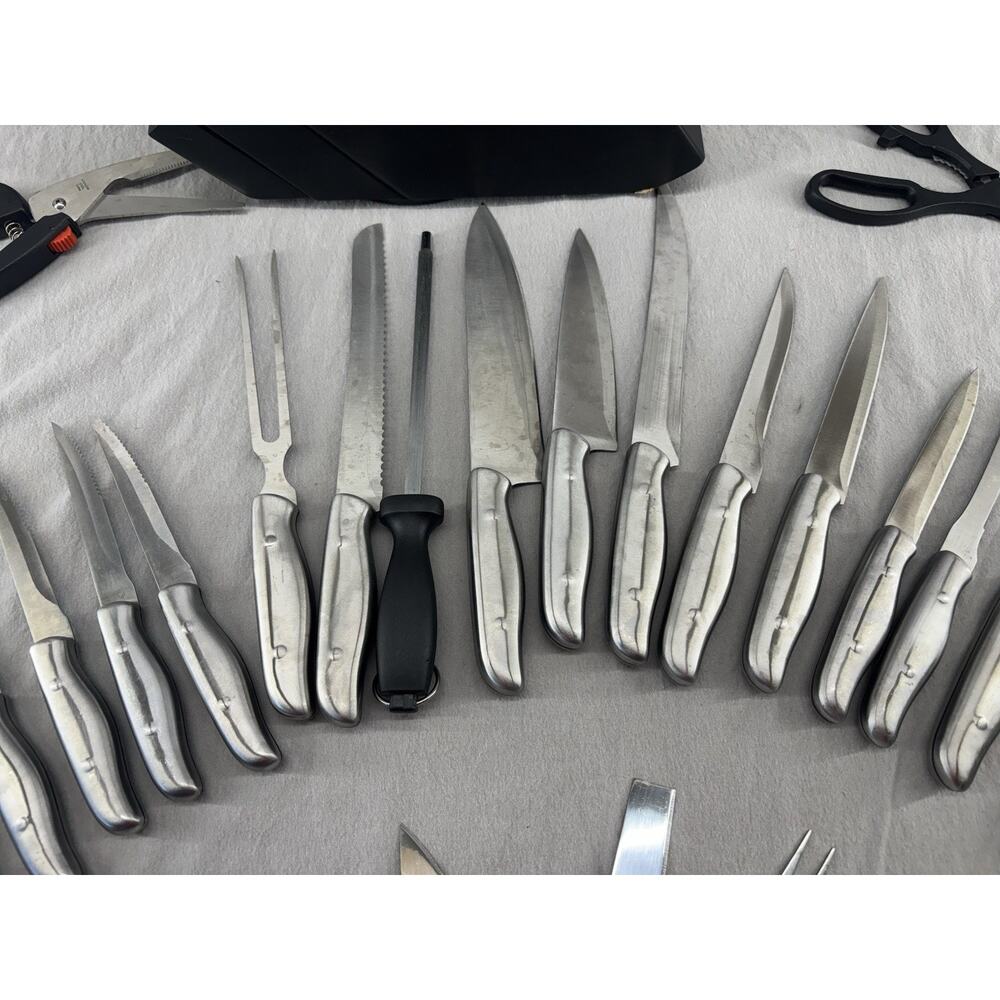 Knife Block With Knives, Poultry Shears, Fork, And Sharpener By Phillipe Richard - Picture 11 of 13